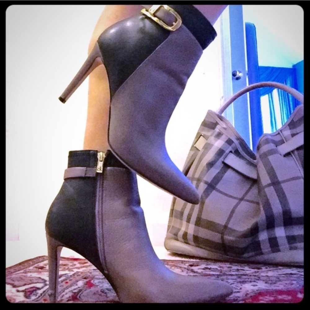Calvin Klein Black and Tan Heeled Boots